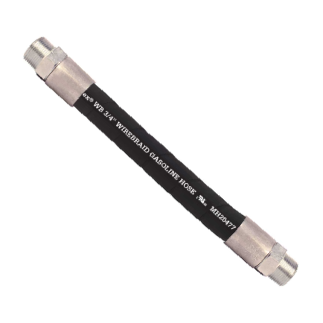 1” Wirebraid Black Hose with 1'' NPT M Chrome Plated Brass Fixed Couplings