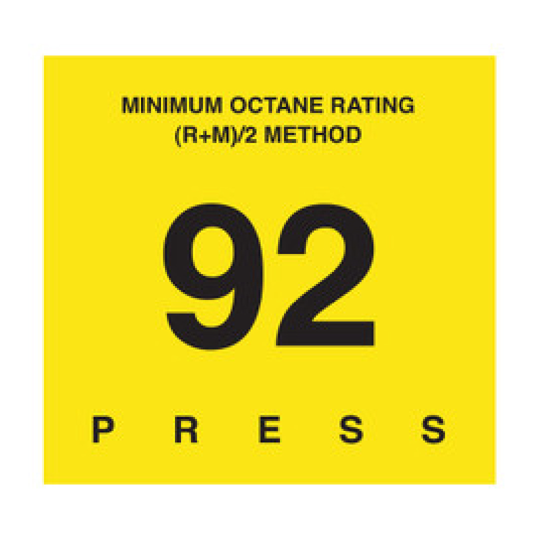 D-29-91 OCTANE & CETANE RATING DECAL - MINIMUM OCTANE