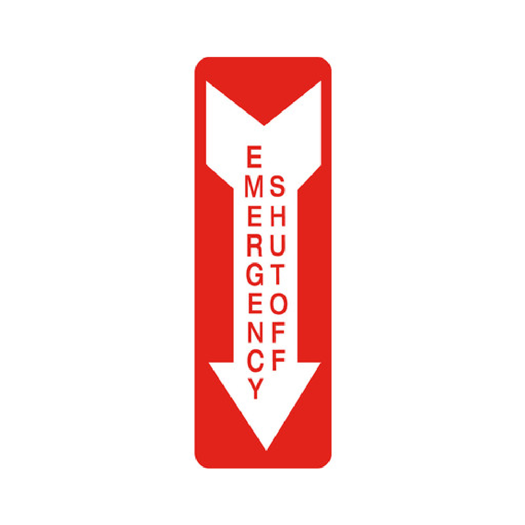 EMERGENCY SHUT OFF SIGN Arrow