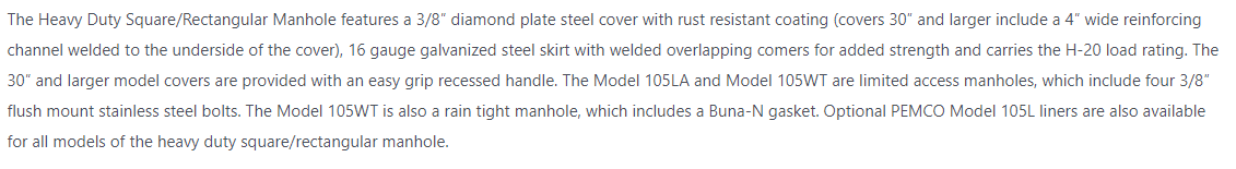 Heavy Duty SquareRectangular Manhole